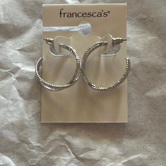 Francesca's Collections Silver Hoop Earrings - Picture 1 of 3